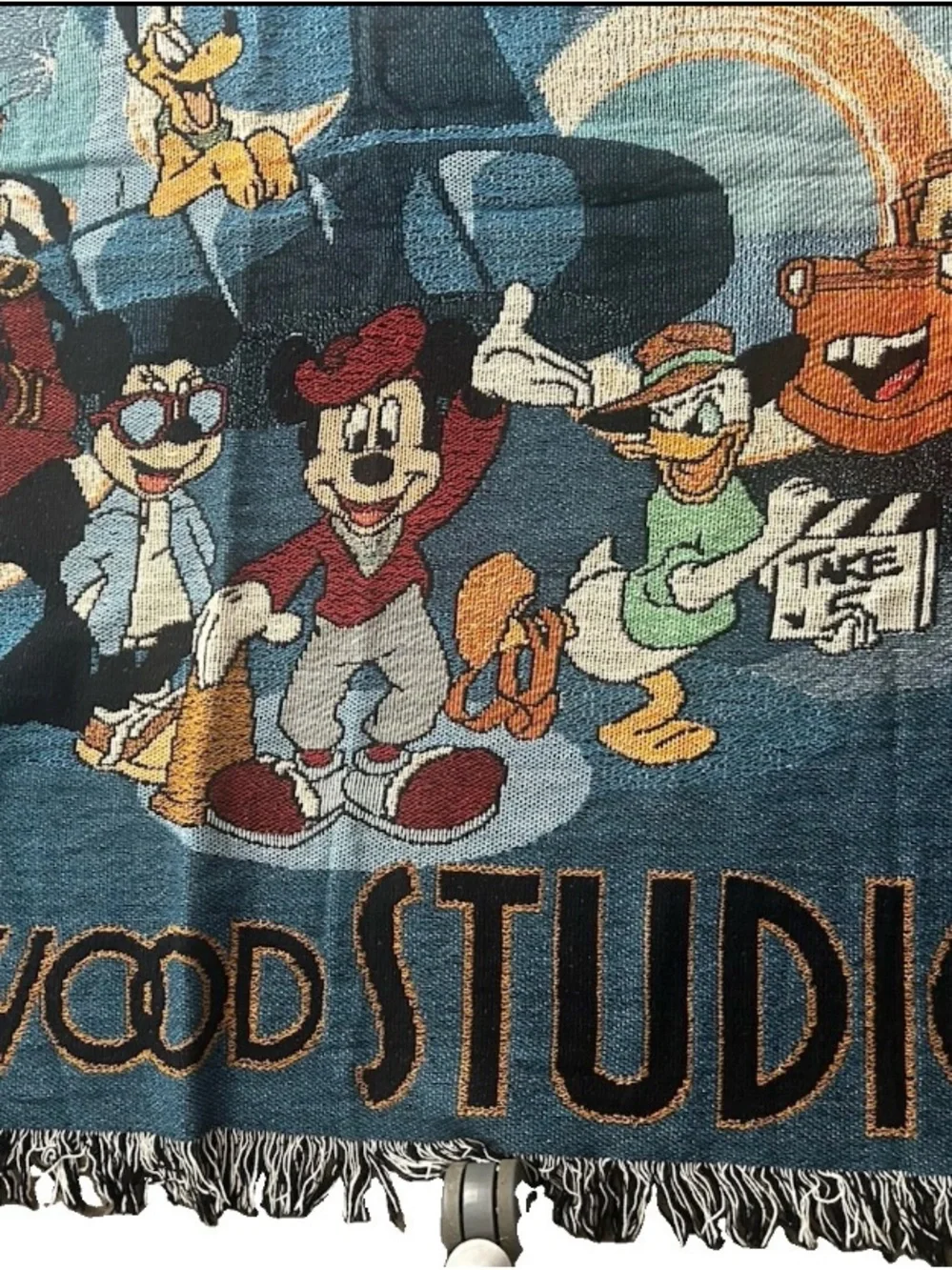 RARE Walt Disney World Wove Tapestry Mickey/ToyStory/Cars/Monster  Blanket 60x50
